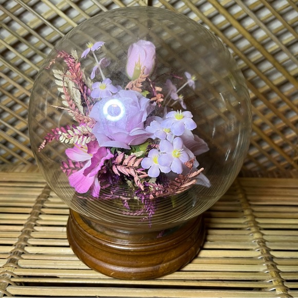 Vintage Mid Century modern Faux Flower globe Crystal Ball Display - Picture 4 of 8